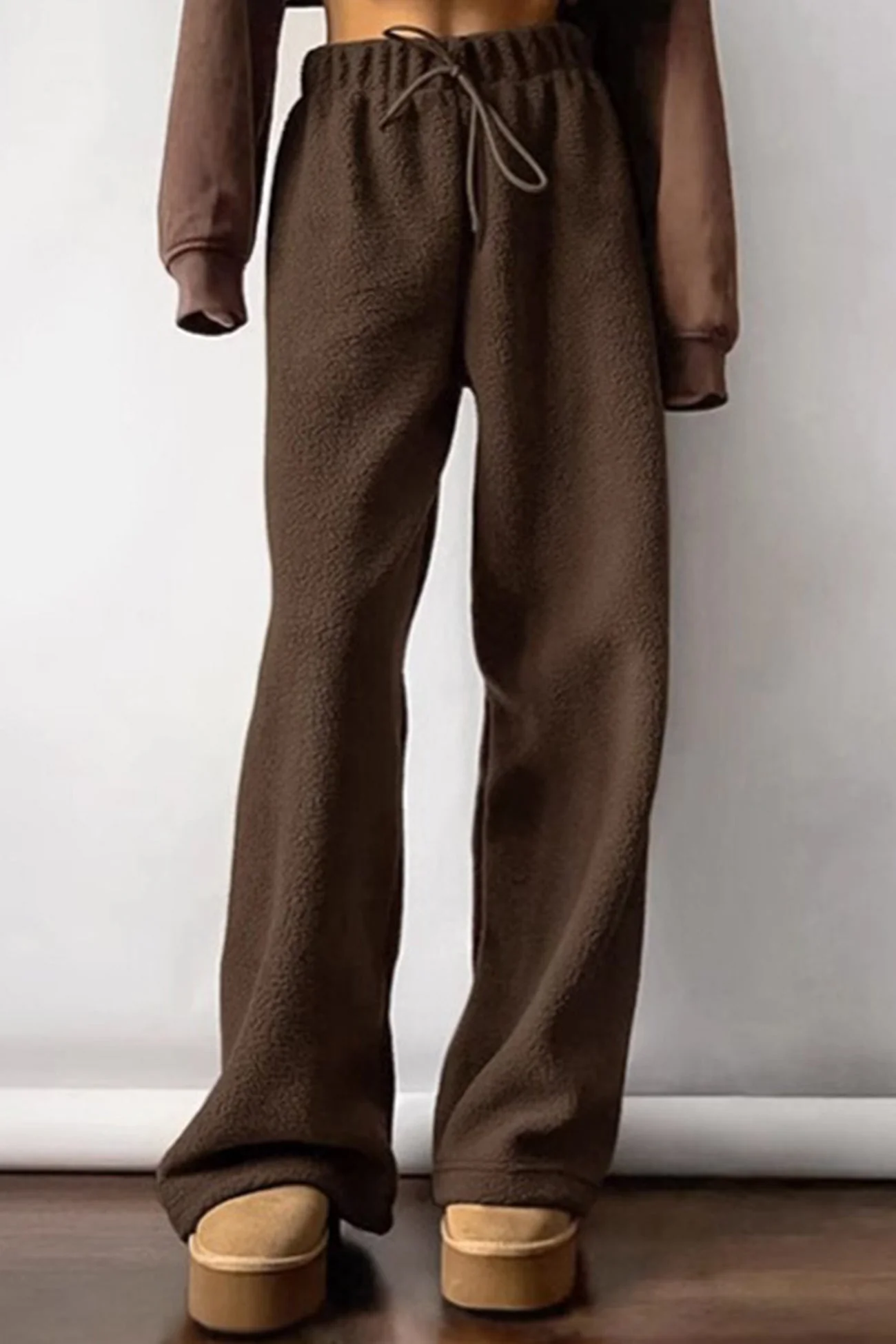 Clarisa | Plain fleece trousers with an elastic waistband - Image 6