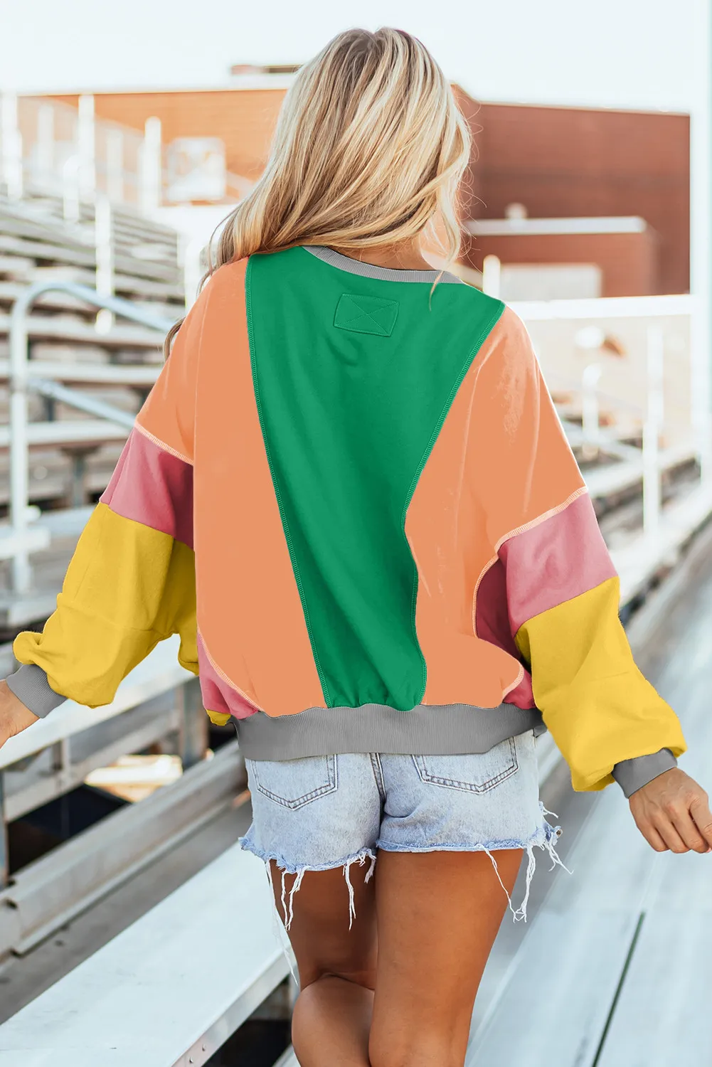 Claudette | Color block long sleeve crew neck top - Image 11