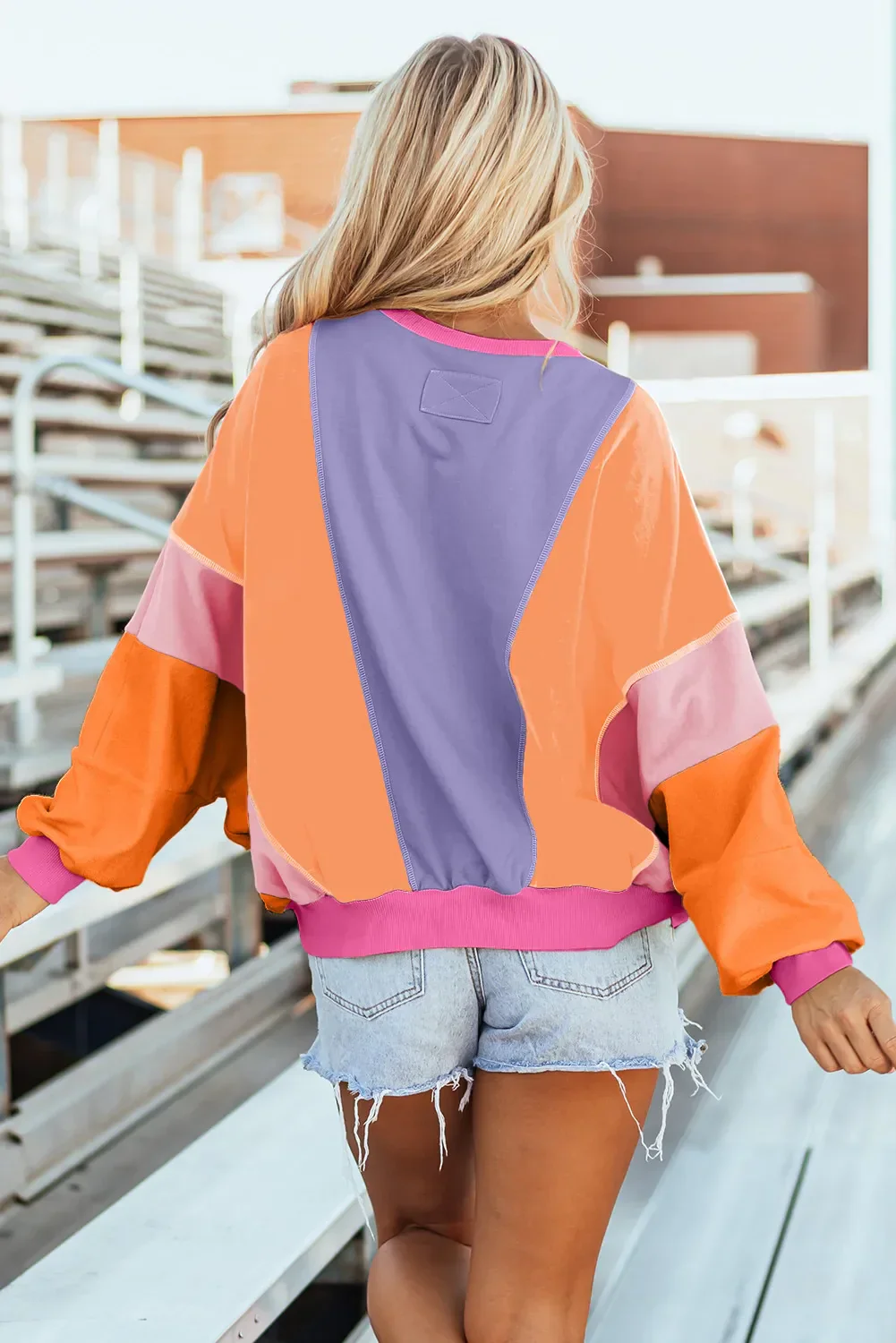 Claudette | Color block long sleeve crew neck top - Image 15