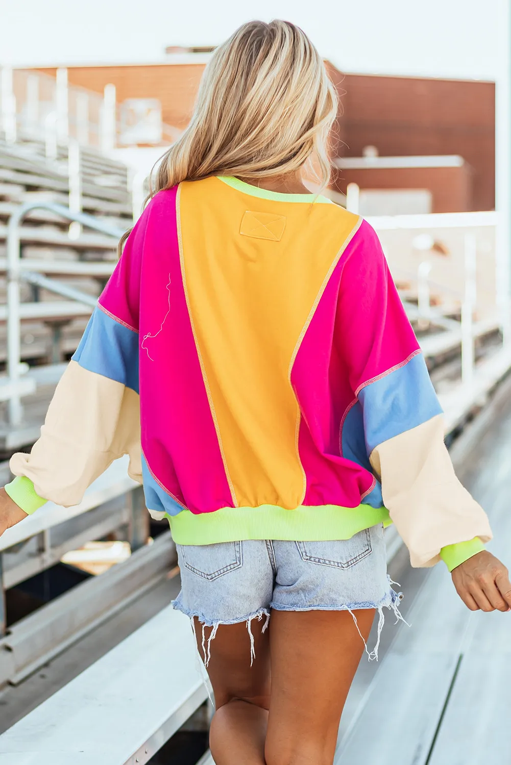 Claudette | Color block long sleeve crew neck top - Image 2