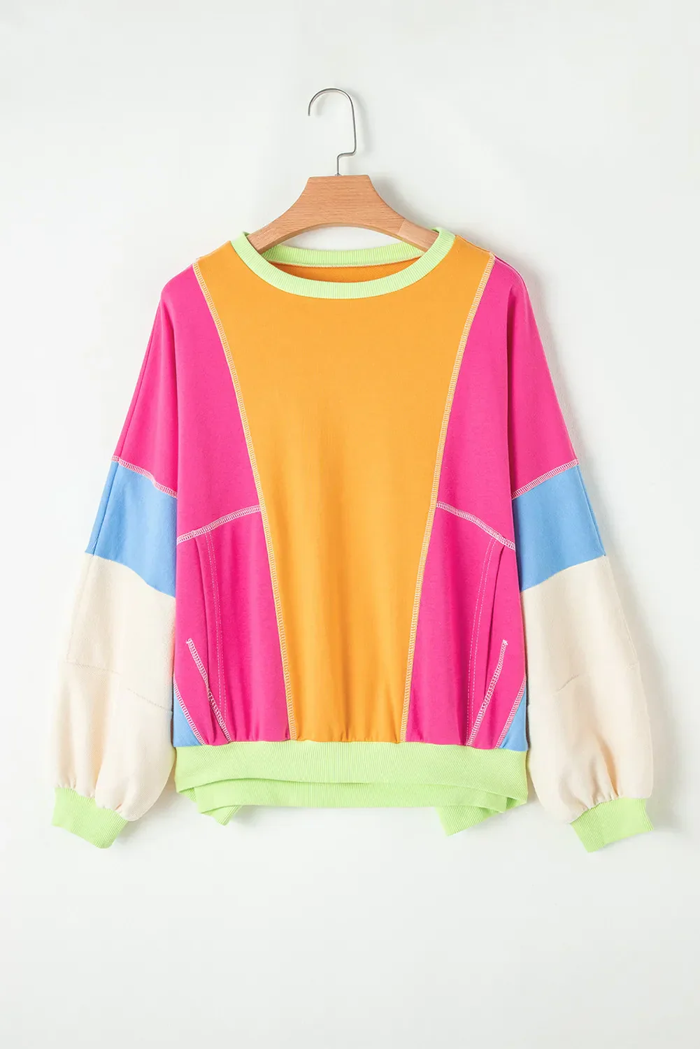 Claudette | Color block long sleeve crew neck top - Image 7