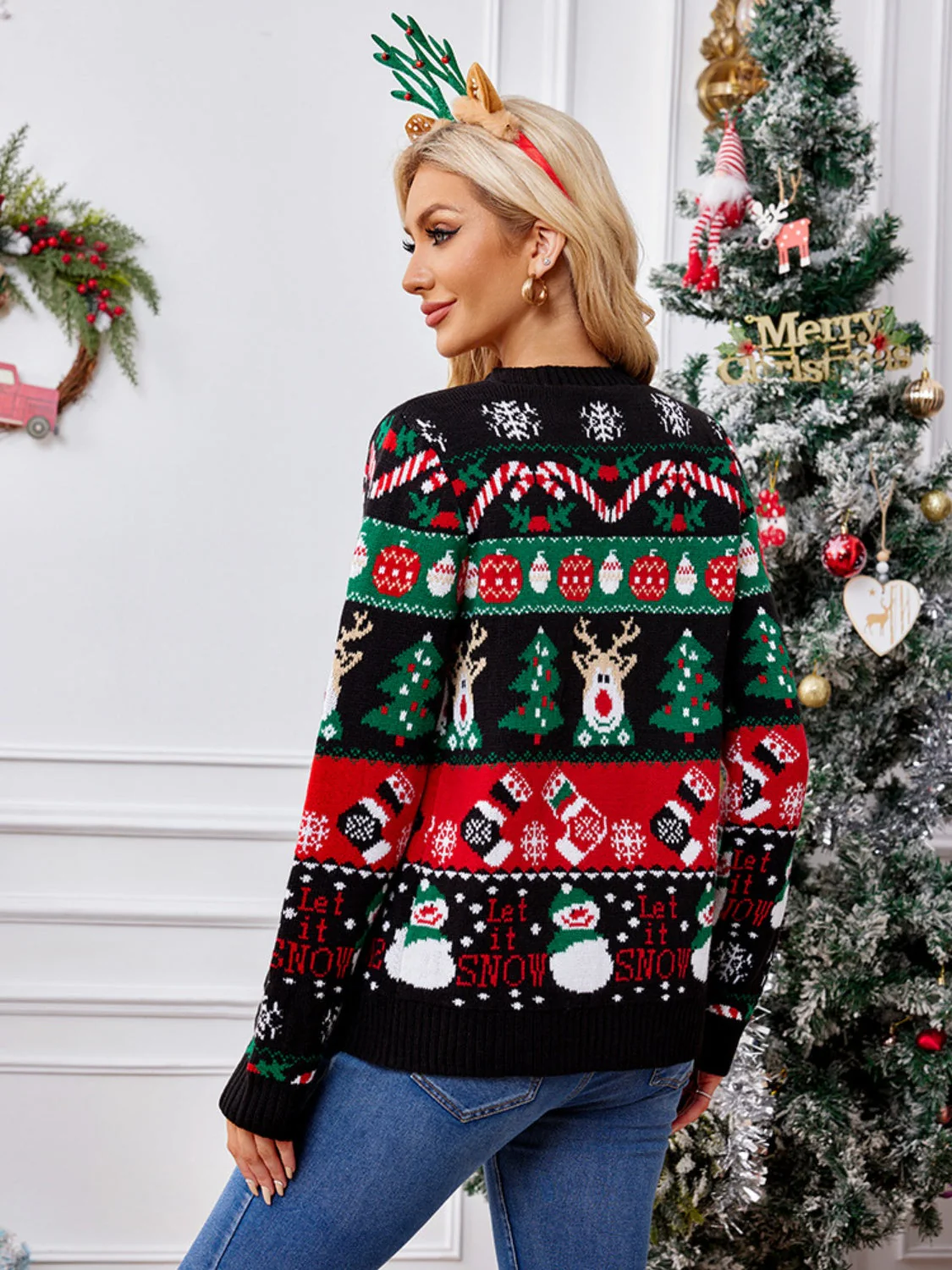 Claudette | Long-sleeved cardigan with reindeer buttons - Image 2
