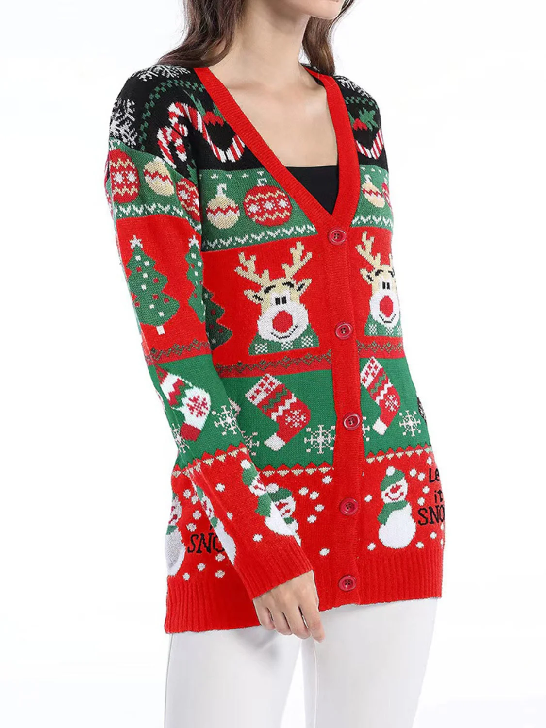 Claudette | Long-sleeved cardigan with reindeer buttons - Image 8