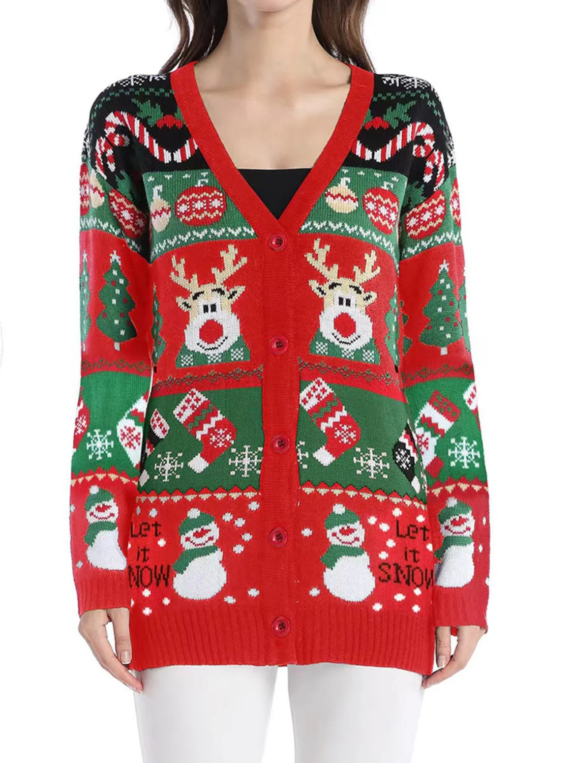 Claudette | Long-sleeved cardigan with reindeer buttons - Image 9