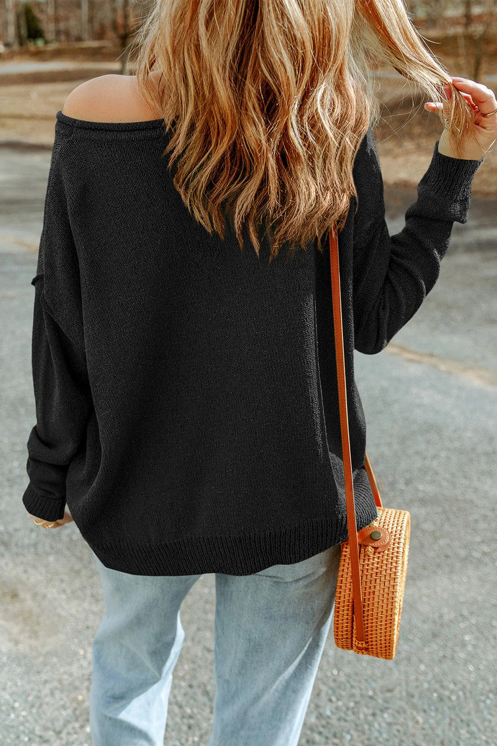 Claudette | Pumpkin long sleeve knit crew neck top - Image 2