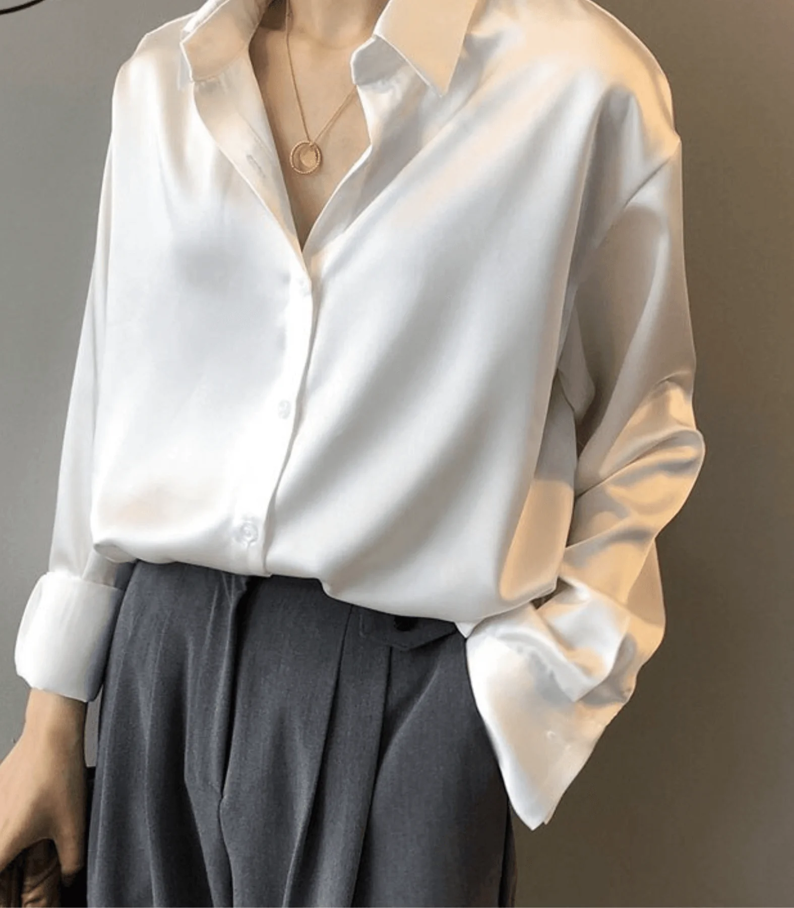 Claudia® | Buttoned Satin Silk Blouse - Image 5