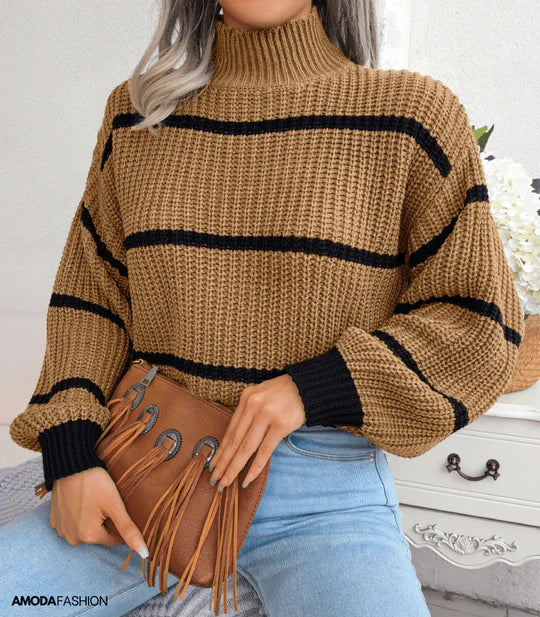 Concepcion® | Pull à col roulé rayé à Manches longues, tricoté