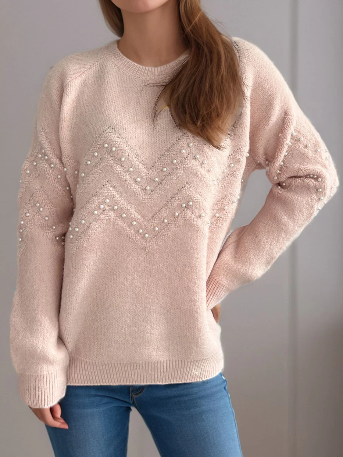 Concepcion | Round neck sweater with raglan sleeves and pearl trim - Image 9