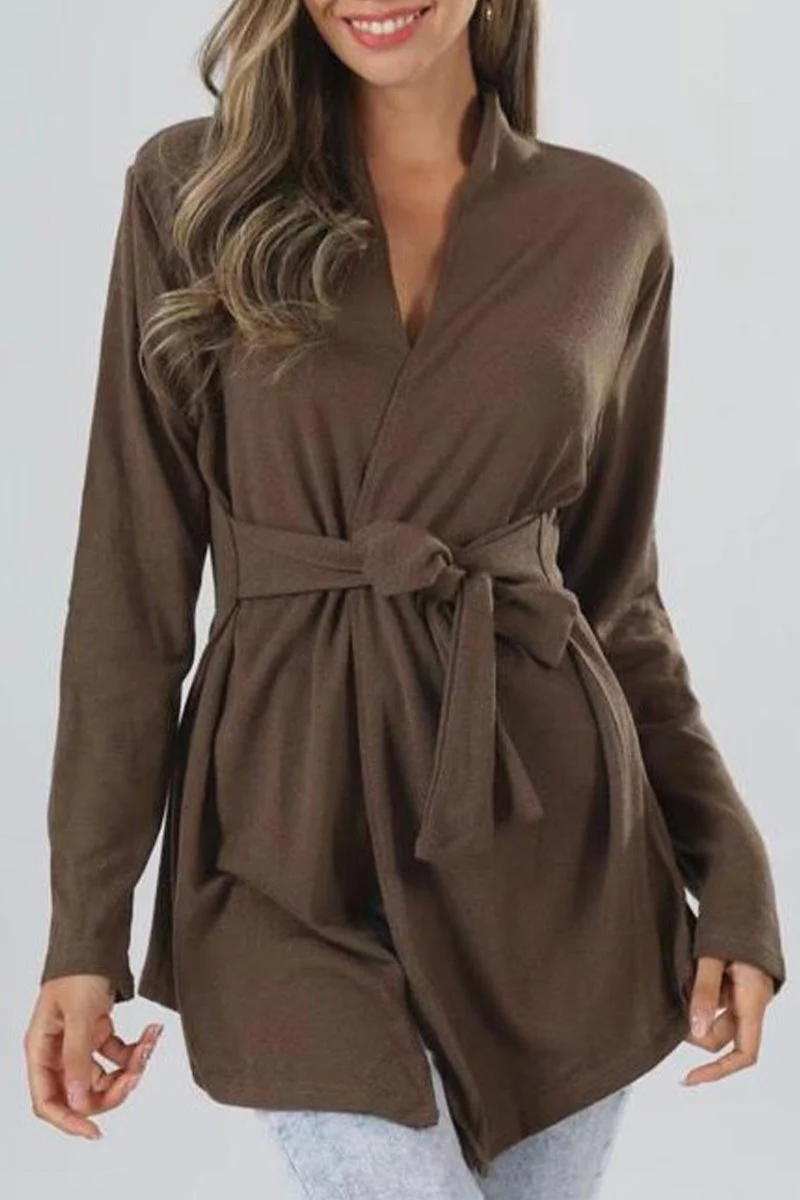 Concetta® | Casual Long Sleeve V Neck Tied Waist Jacket - Image 5