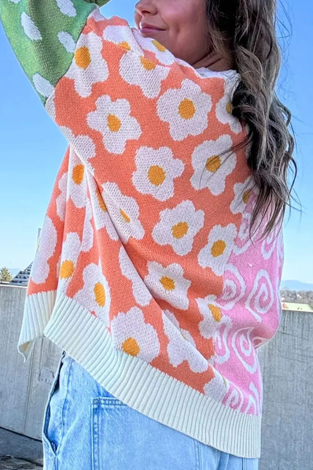 Constance | Color block cardigan with open front and long sleeves - Image 2
