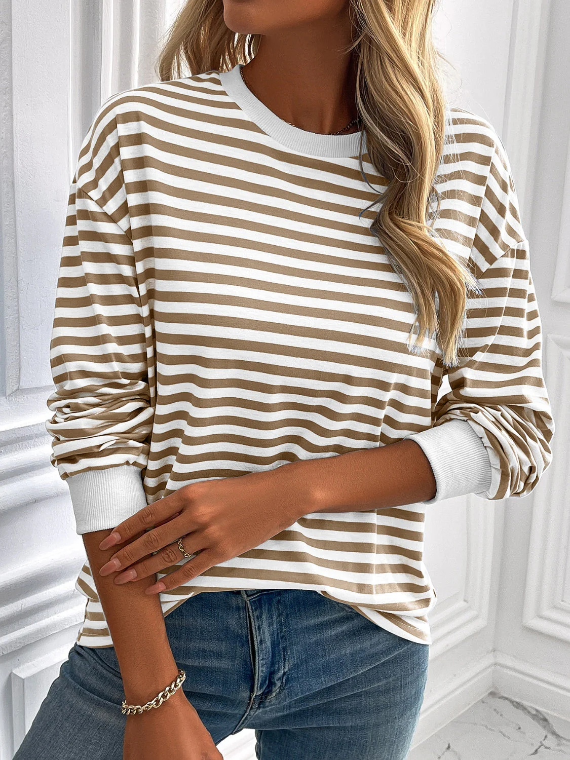 Constance | Ivy Lane striped long sleeve crew neck sweatshirt - Image 3