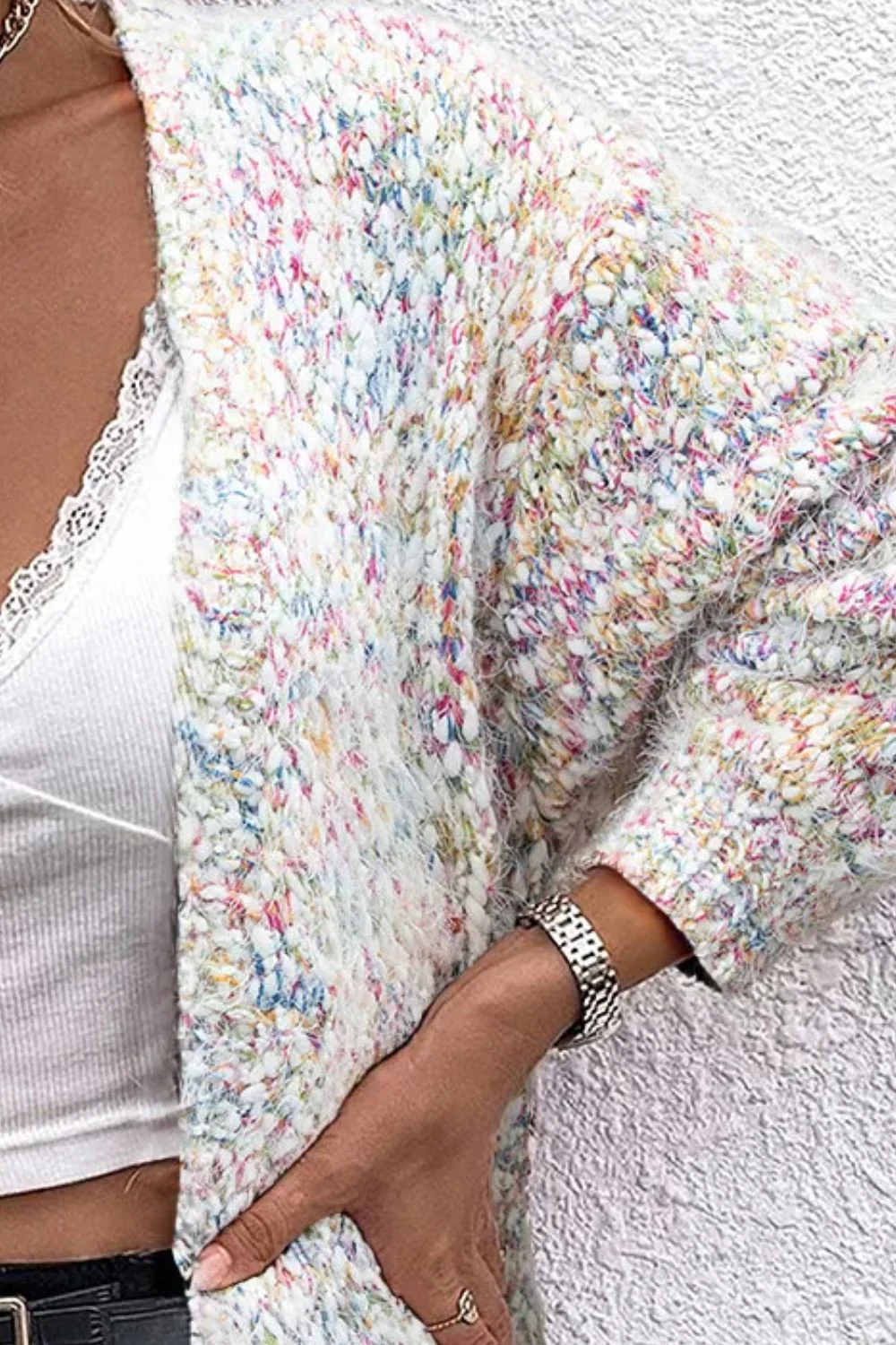 Constance | Long sleeve open front cardigan with pockets - Image 3