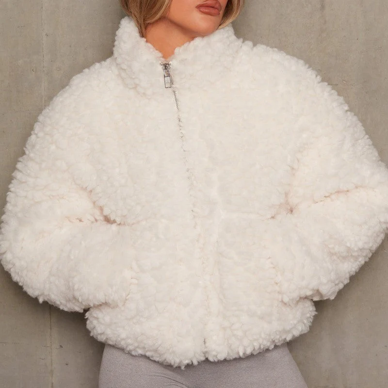 Consuelo | Casual solid patchwork basic outerwear with zip collar - Image 4