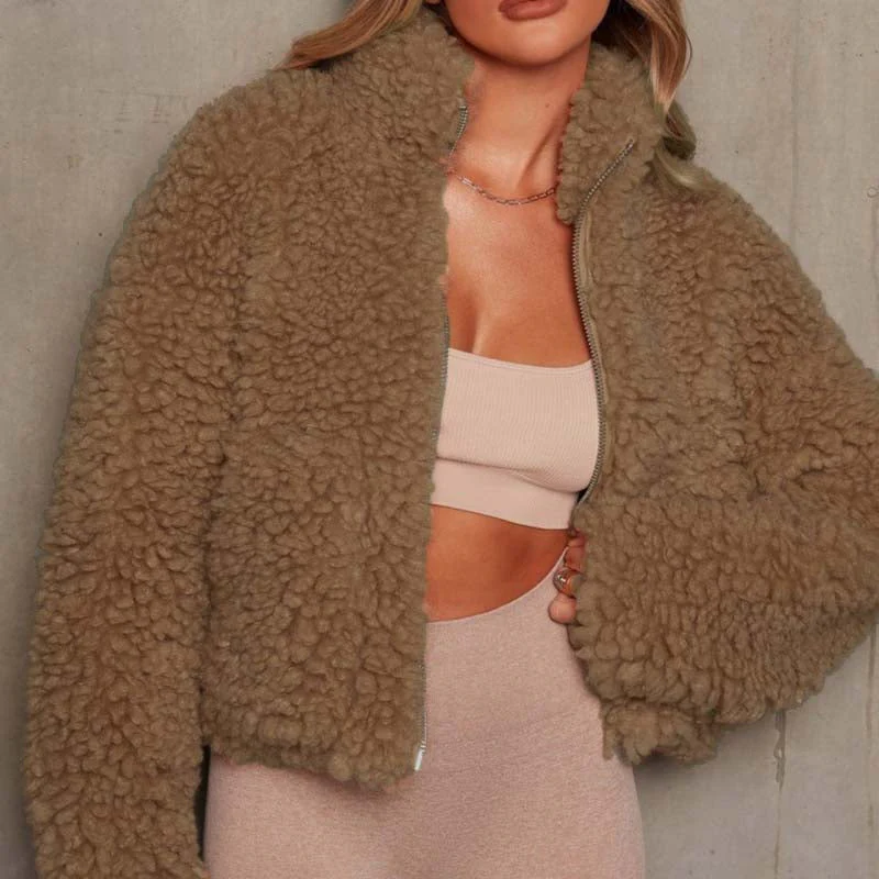 Consuelo | Casual solid patchwork basic outerwear with zip collar - Image 9