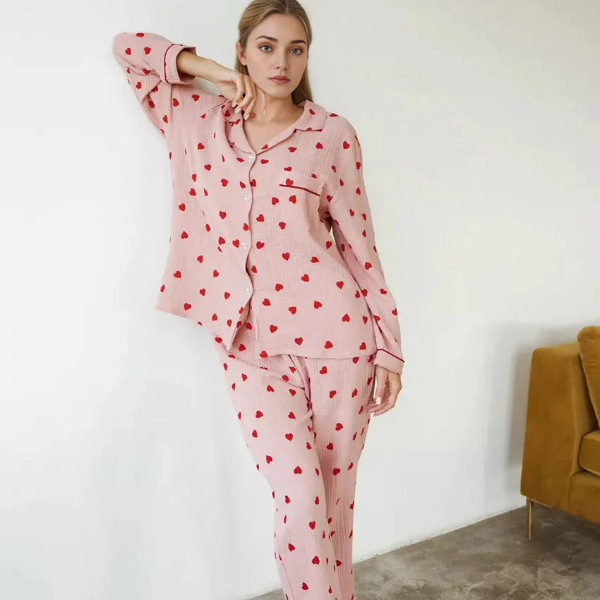 Coralia® | Women's heart-print pajama set - Image 2