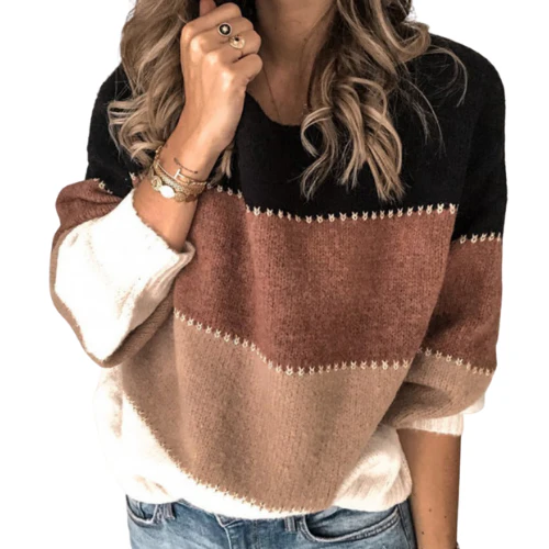 Corina | Fashionable striped knitted sweater - Image 4