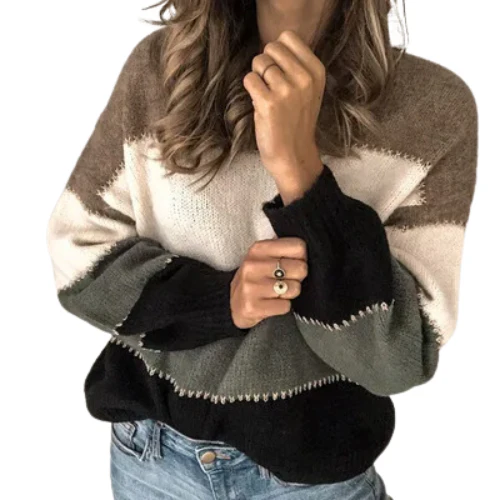 Corina | Fashionable striped knitted sweater - Image 7