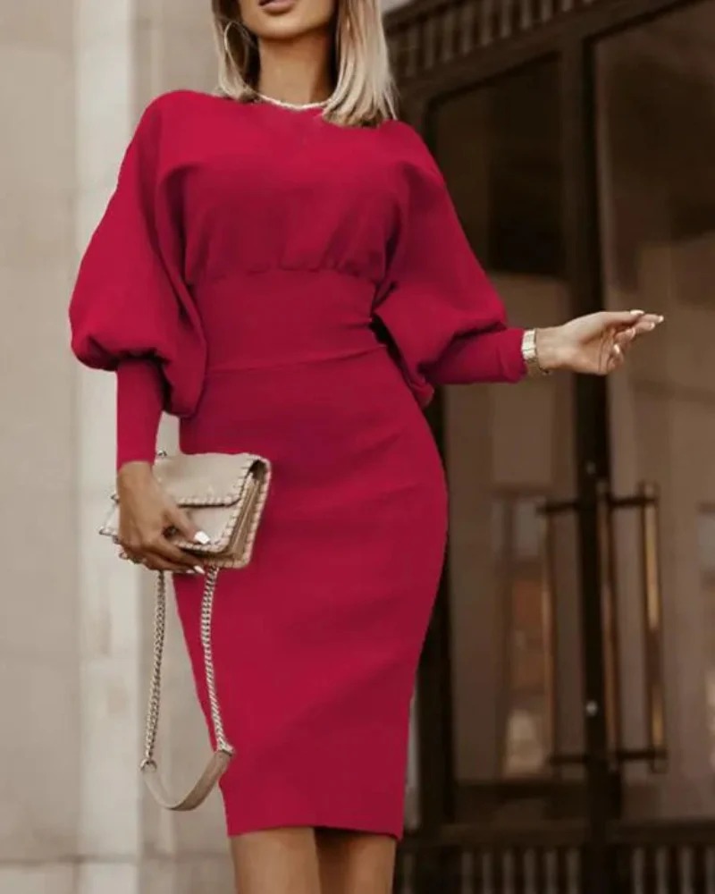 Costanza® | Elegant Midi Dress With Puff Sleeves - Image 3