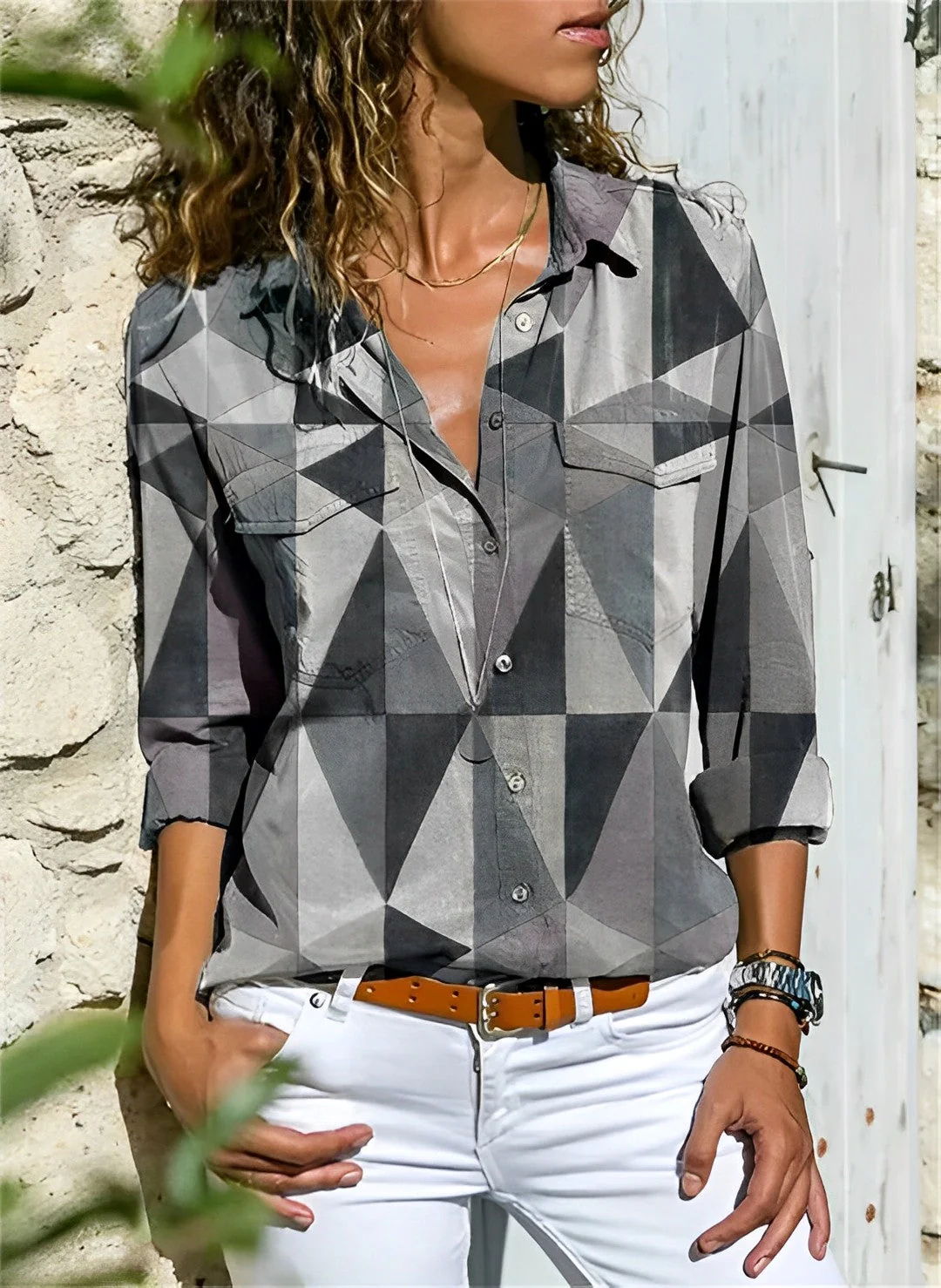 Cristina® | Abstract Patterned Shirt - Image 4