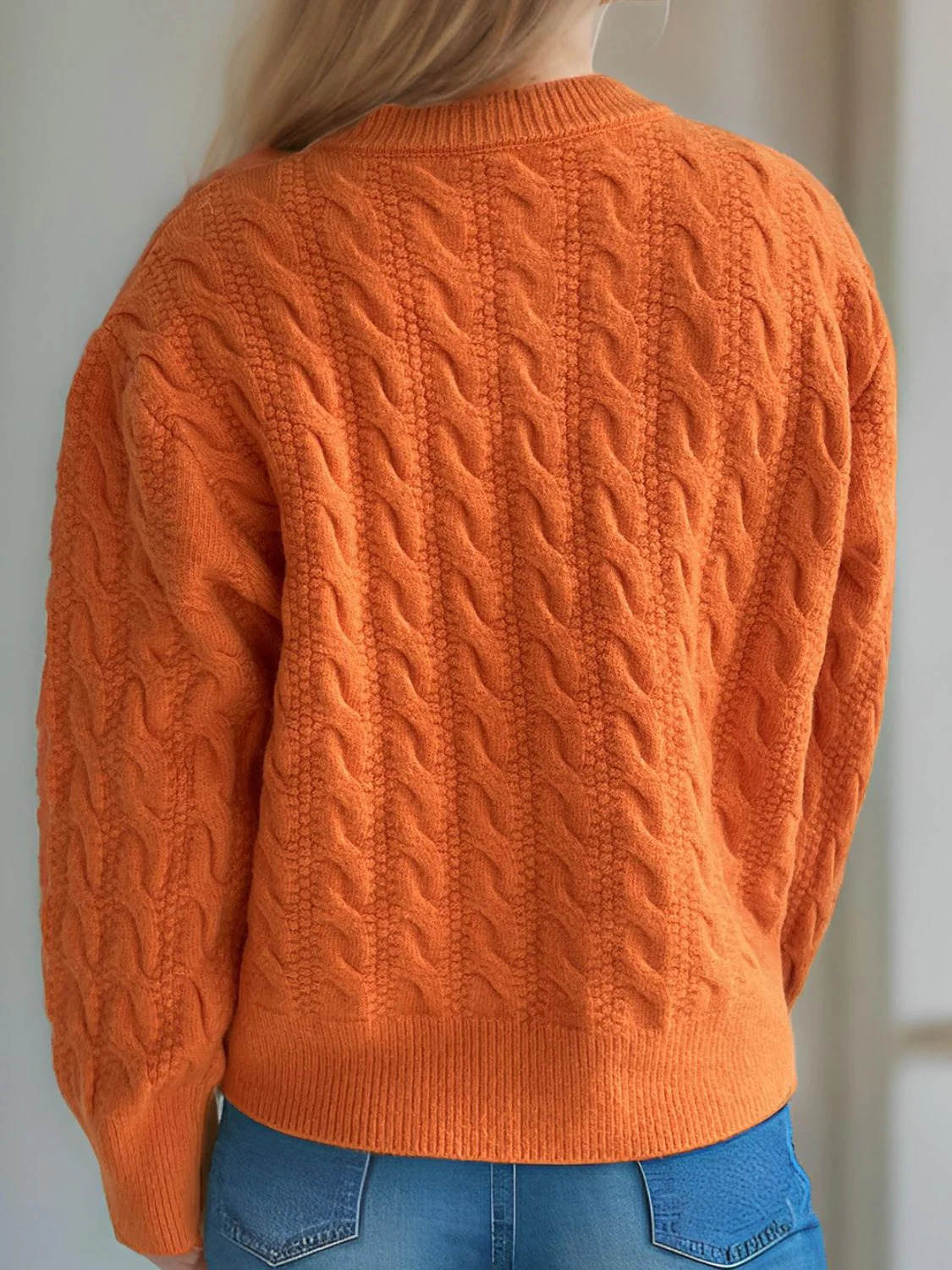 Cristina | Cable knit cardigan with a crew neck and long sleeves - Image 25