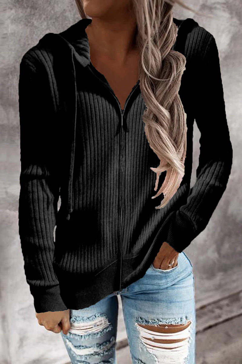 Cristina | Casual cardigans with zip and hooded collar - Image 3