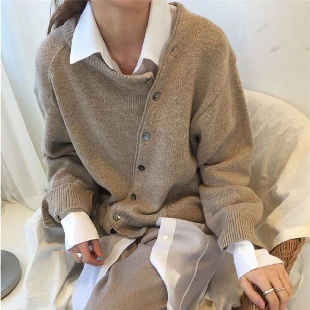 Cristina® | Comfortable wrap jacket with playful button placket - Image 2