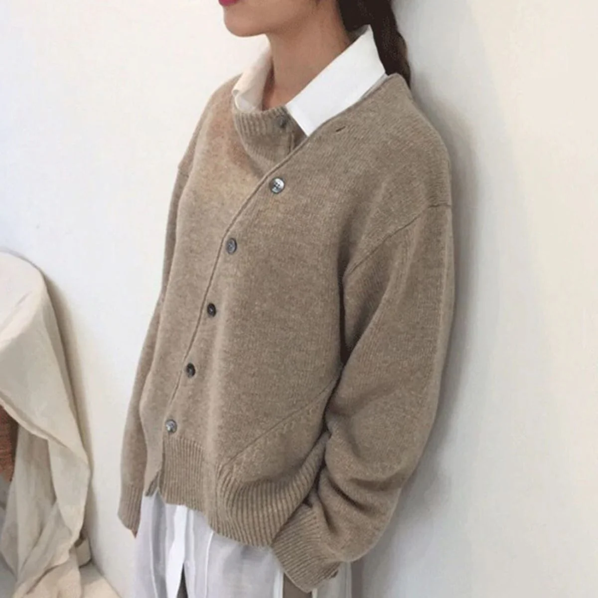 Cristina® | Comfortable wrap jacket with playful button placket - Image 3