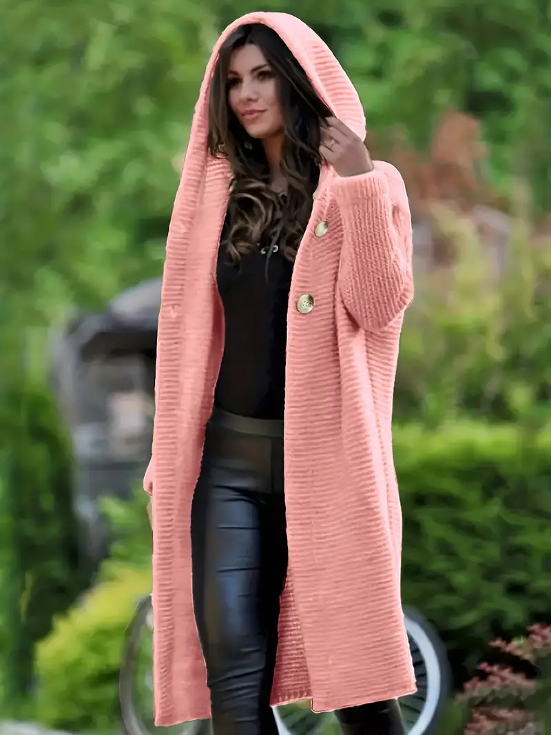 Cristina | Long knitted cardigan with hood - Image 20