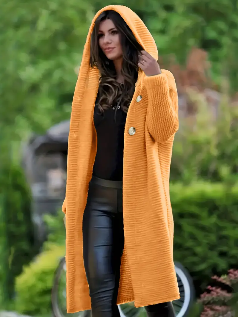 Cristina | Long knitted cardigan with hood - Image 26