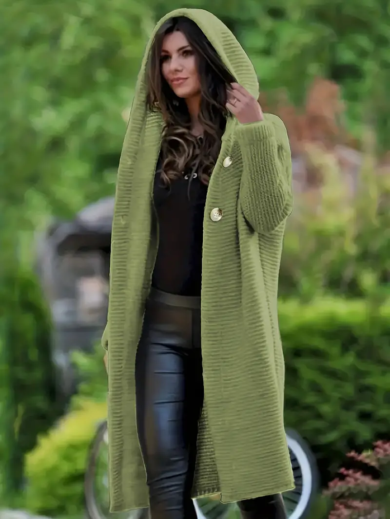 Cristina | Long knitted cardigan with hood - Image 3