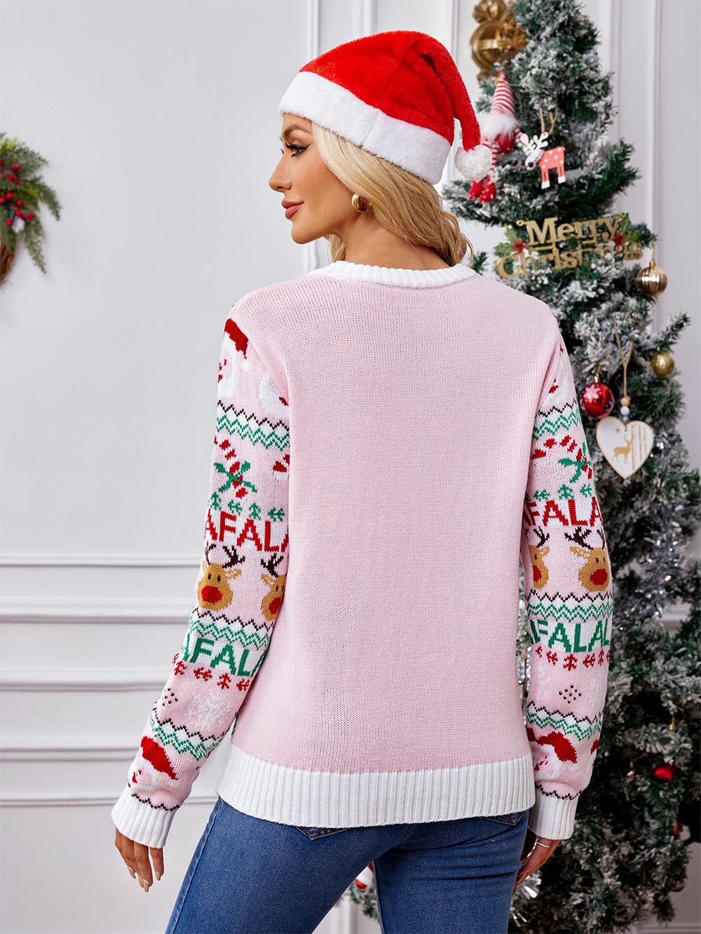 Cristina | Pink cute knitted Christmas sweater - Image 6