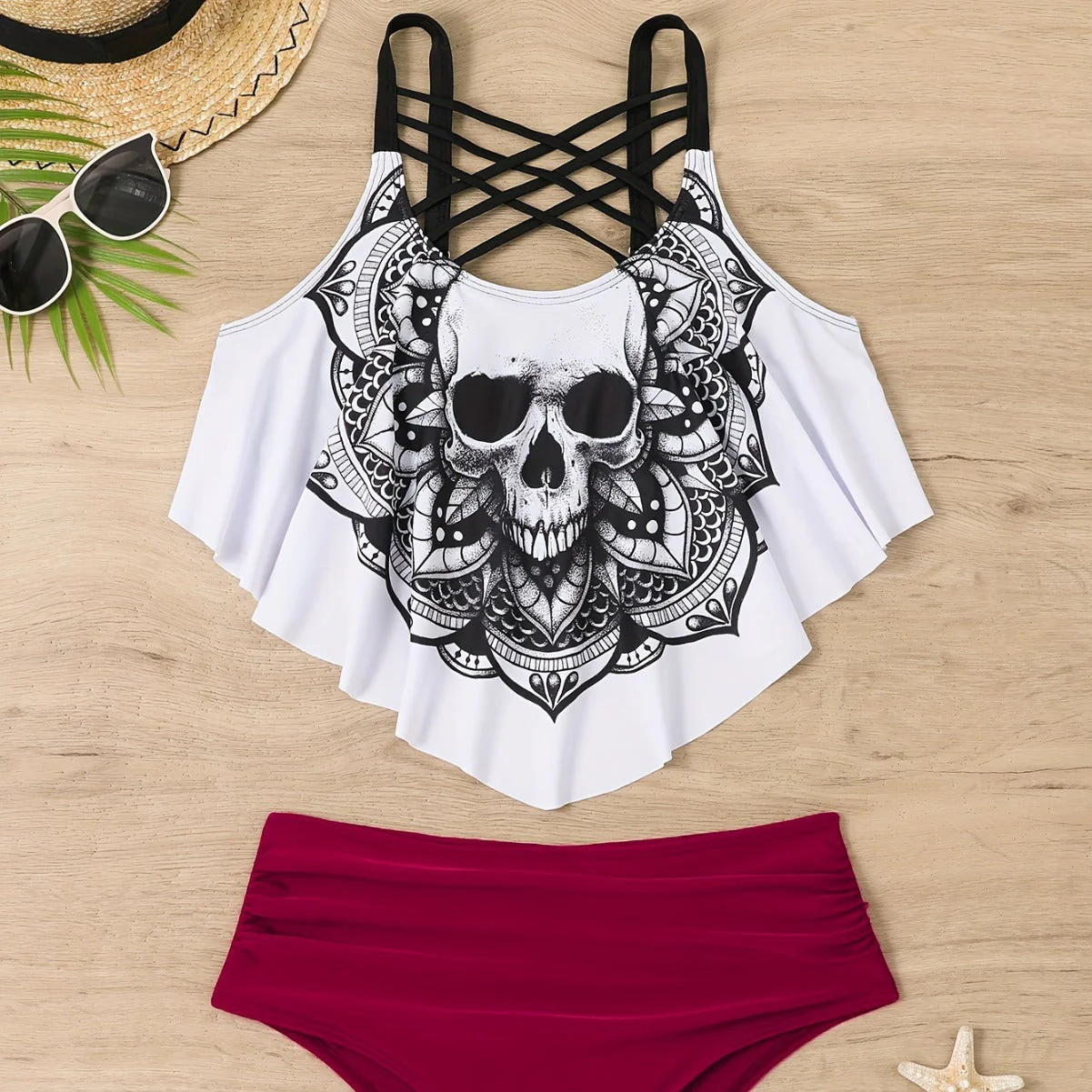 Cristina® | Women'S Bikini Set With Playful Lace Design And Unique Skull Motif - Image 4