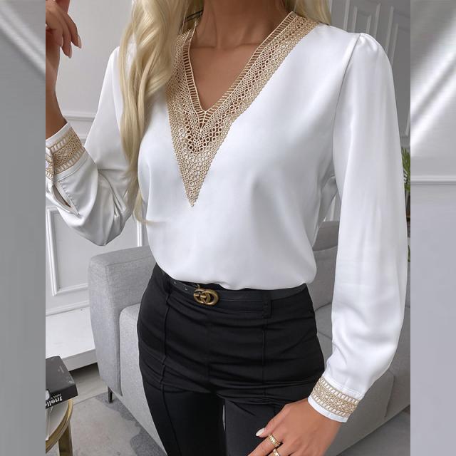 Cristina® | Women'S Blouse With Elegant Lace And V-Neck - Image 9