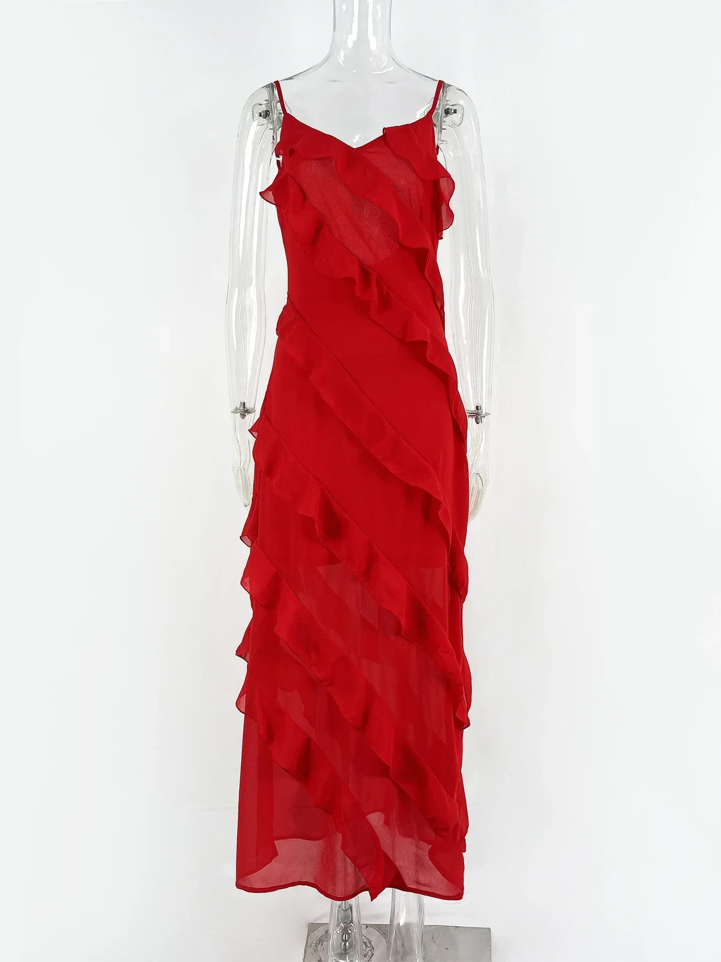Cunegunda® | Red Chiffon Slip Dresses For Women - Image 5