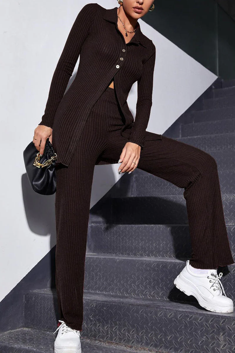 Dafne | Casual simplicity, solid buckle, turn-down collar, long sleeves, two-piece - Image 3