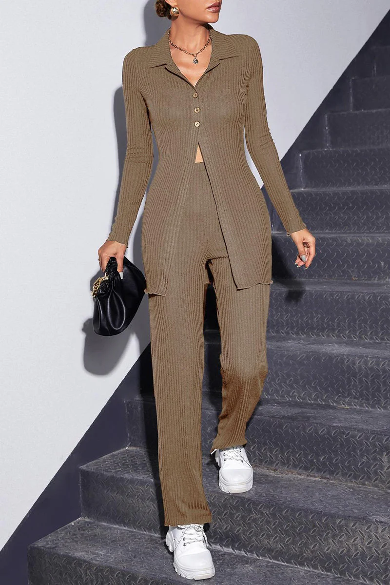 Dafne | Casual simplicity, solid buckle, turn-down collar, long sleeves, two-piece - Image 6