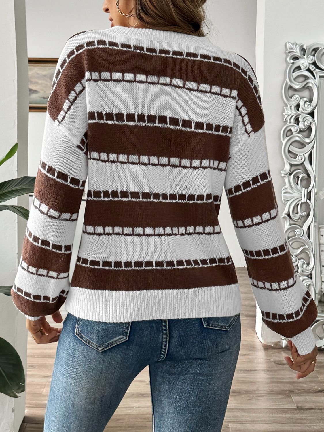 Dagny | Striped long-sleeved sweater with a crew neck - Image 2