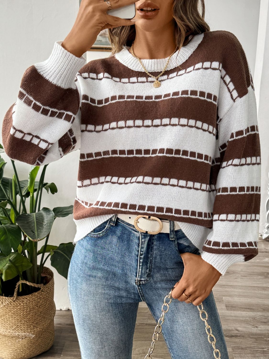 Dagny | Striped long-sleeved sweater with a crew neck - Image 4