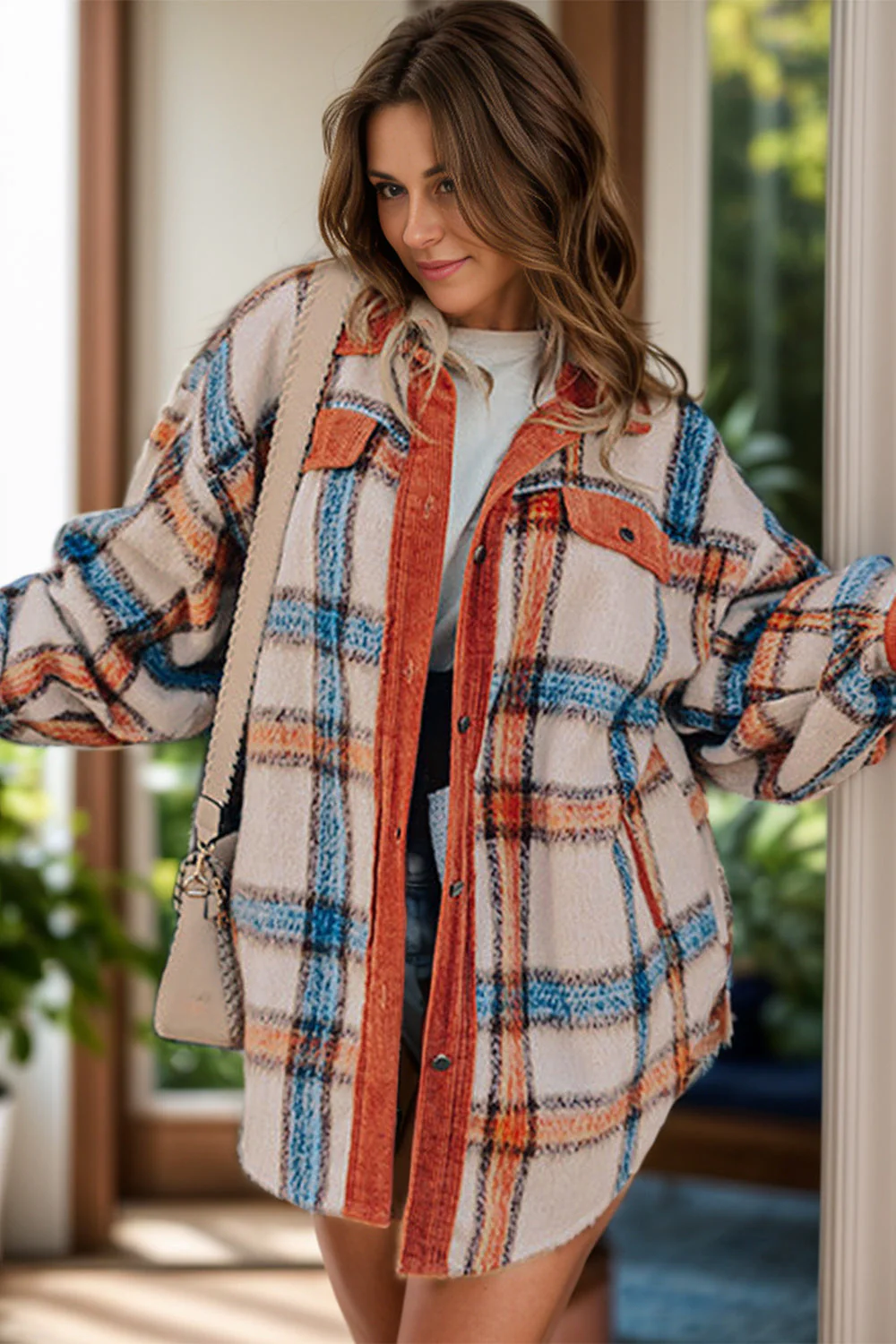 Damaris | Oversized checked button-down jacket