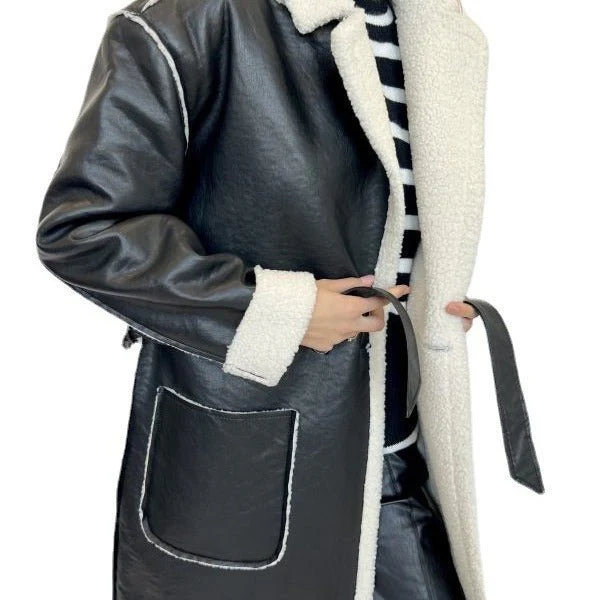 Dana | Thick leather trench coat - Image 2