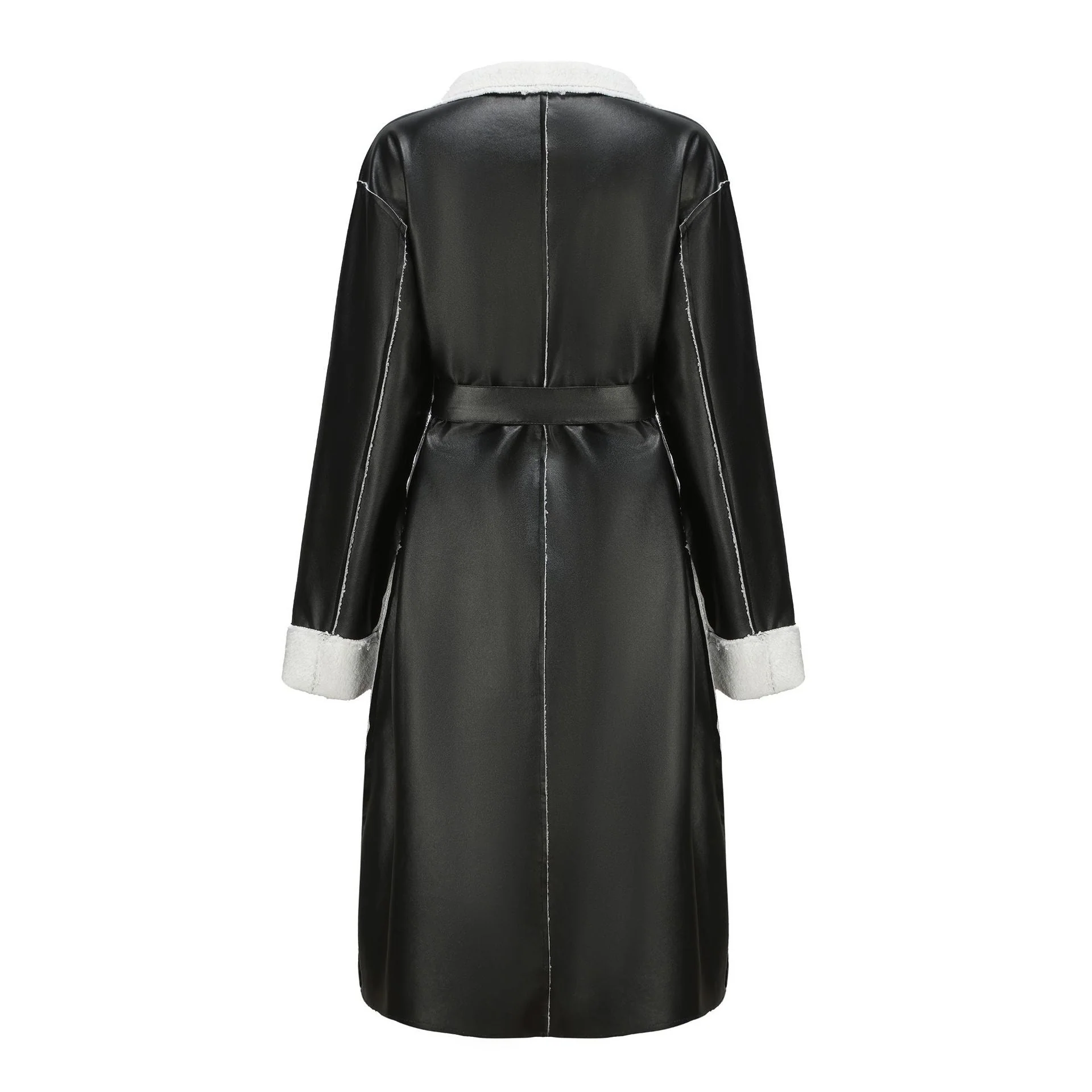 Dana | Thick leather trench coat - Image 4