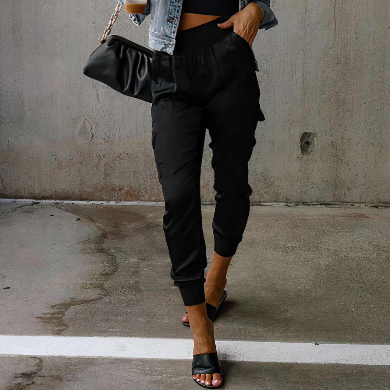 Daniela® | Elegant Cargo Trousers With A Satin Shimmer - Image 2