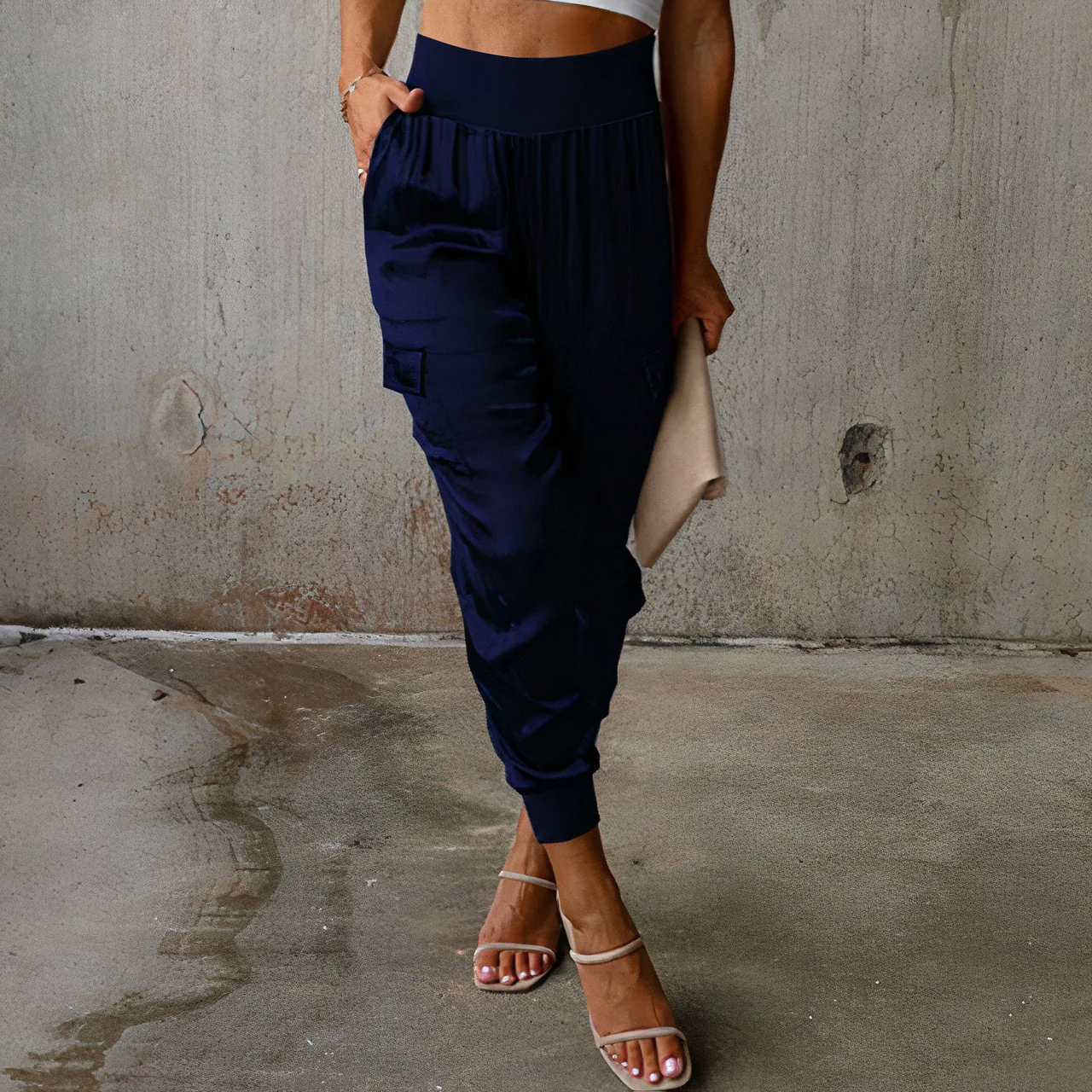 Daniela® | Elegant Cargo Trousers With A Satin Shimmer - Image 4
