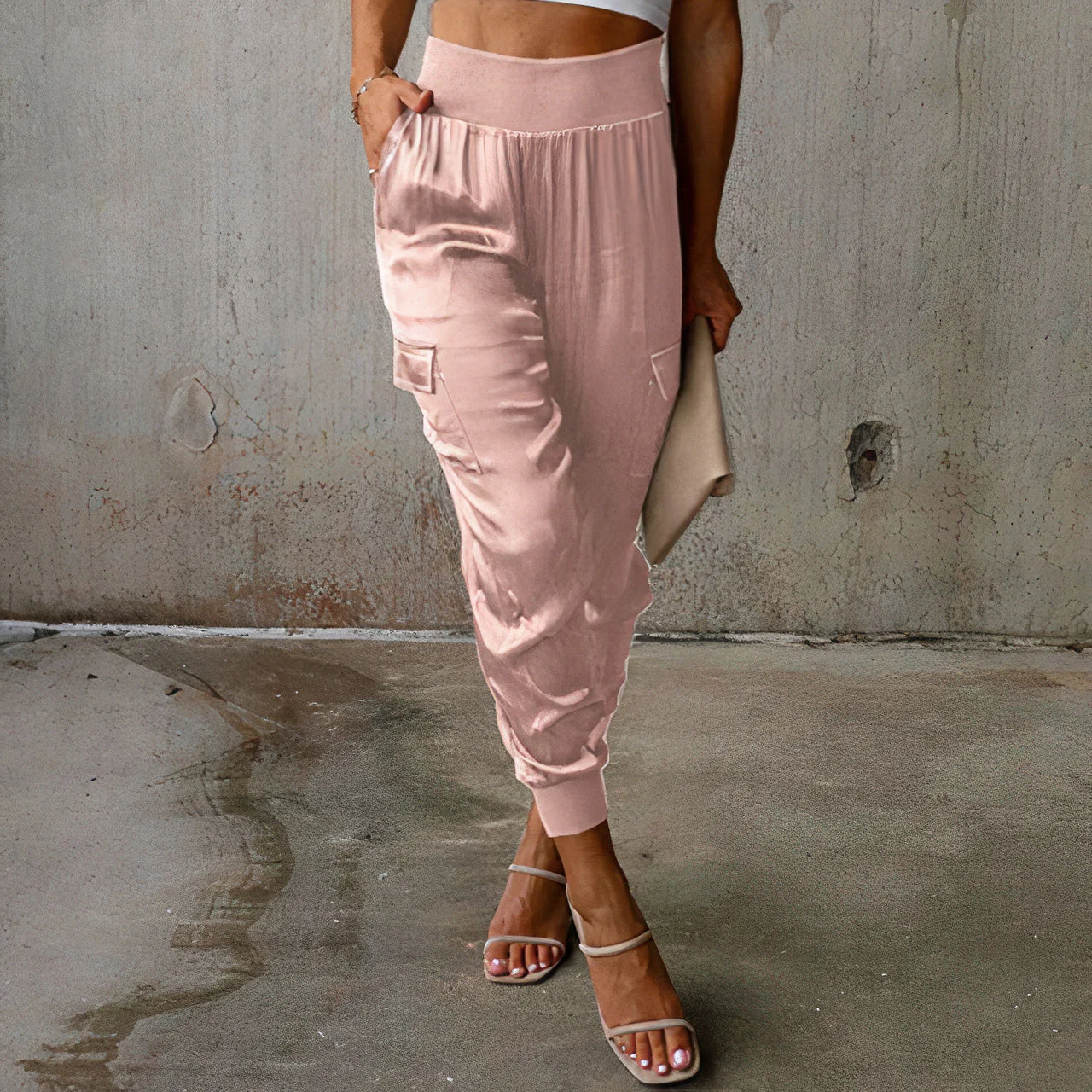 Daniela® | Elegant Cargo Trousers With A Satin Shimmer - Image 6