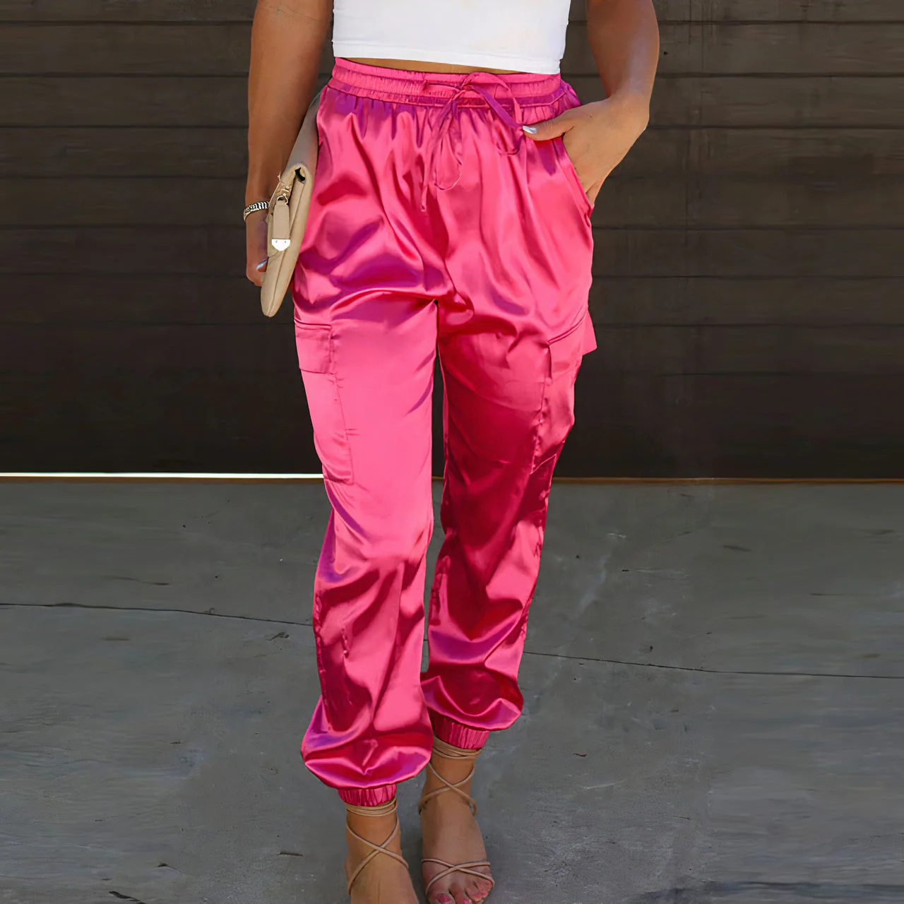 Daniela® | Elegant Cargo Trousers With A Satin Shimmer - Image 8