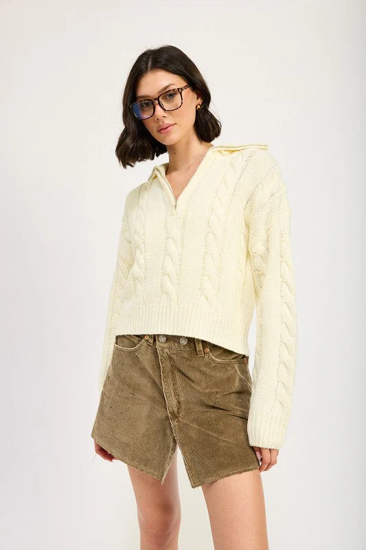 Daniela | Half zip cable knit sweater - Image 11