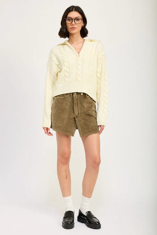 Daniela | Half zip cable knit sweater - Image 12