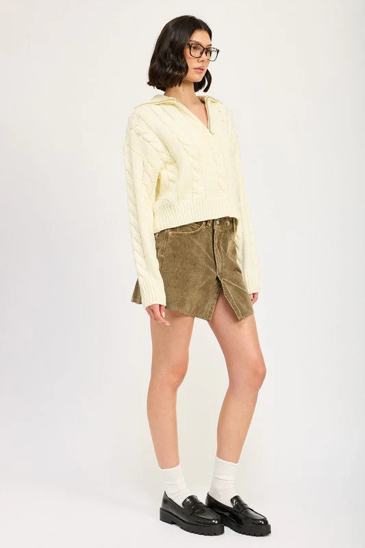 Daniela | Half zip cable knit sweater - Image 13