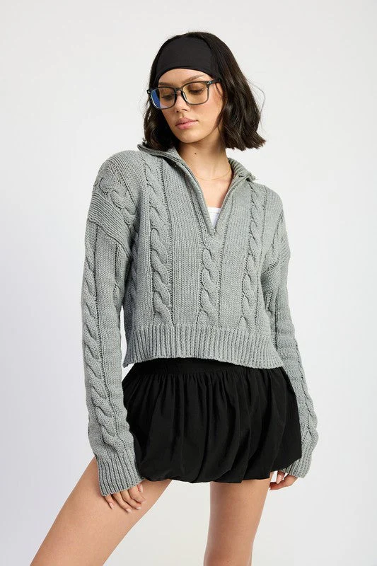Daniela | Half zip cable knit sweater - Image 4