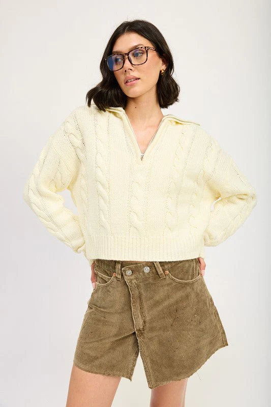 Daniela | Half zip cable knit sweater - Image 8